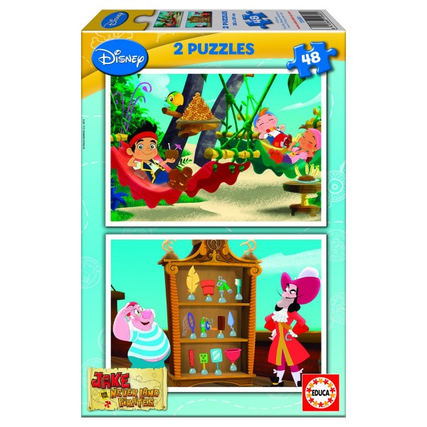 Puzzle 2 x 48 pièces : Jake et les pirates du Pays Imaginaire - Educa-15600