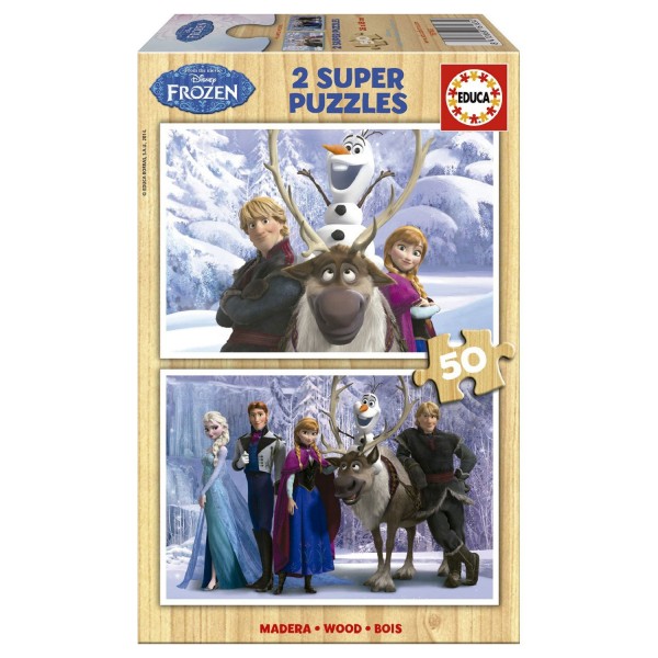 Puzzle 2 x 50 pièces en bois : La Reine des Neiges (Frozen) - Educa-16163