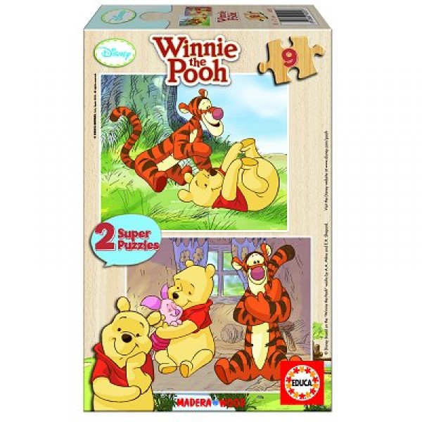 Puzzle 2 x 9 pièces en bois - Winnie l'Ourson : Winnie et Tigrou - Educa-14955