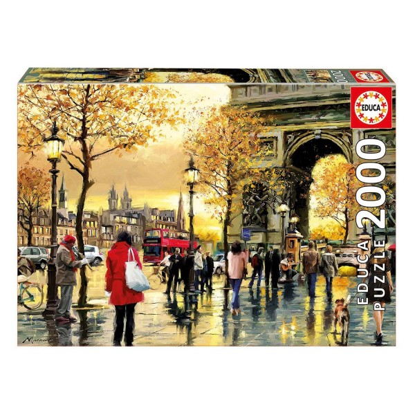 Puzzle 2000 pièces : Coucher de soleil pluvieux sous l'Arc de Triomphe - Educa-16778