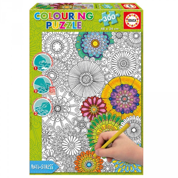Puzzle 300 pièces à colorier : Très jolies fleurs - Educa-17090
