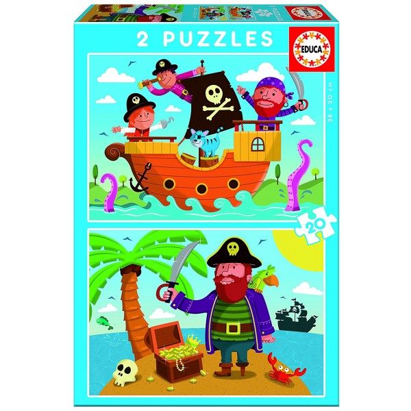 Puzzle de 2 x 20 piezas: piratas - Educa-17149