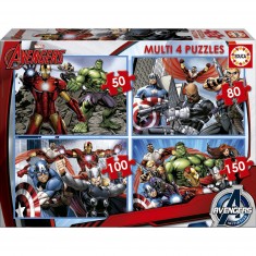 Puzzle of 50 to 150 pieces: 4 puzzles: Avengers