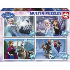 Puzzle of 50 to 150 pieces: 4 puzzles: Frozen (Frozen)