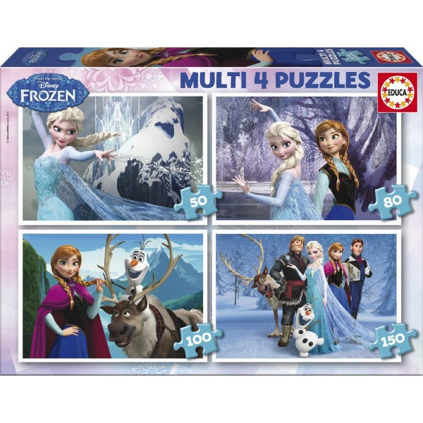 Puzzle of 50 to 150 pieces: 4 puzzles: Frozen - Educa-16173