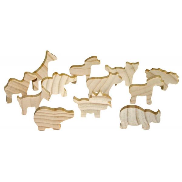 Figurines bois Animaux, set de 12 - Eduplay-210052