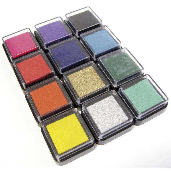 Mini almohadilla de tinta para sello, juego de 12 colores 3,5 x 3,5 cm - Eduplay-220061