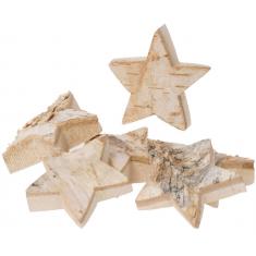 Etoile en bois nature, set de 6