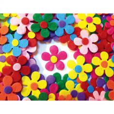 Colorful felt flowers, set of 100