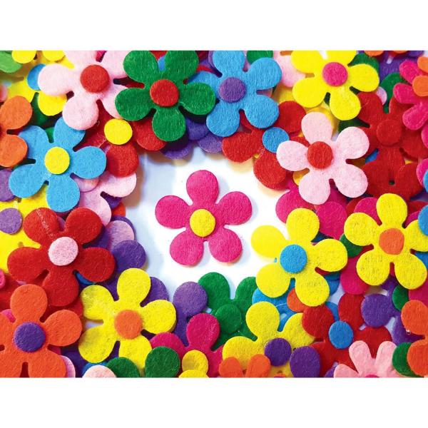 Colorful felt flowers, set of 100 - Eduplay-370158