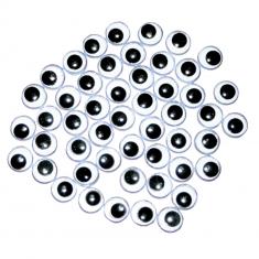 Set of 50 Black and white moving eyes 8mm