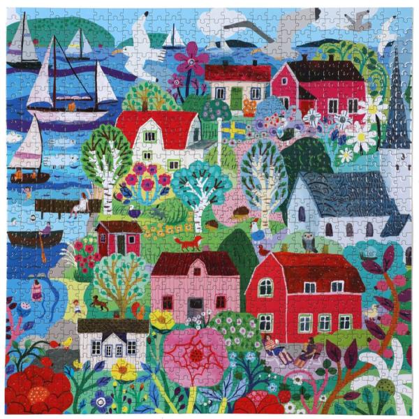 Puzzle 1000 Teile: Swedish Fishing Village - Eeboo-PZTSWD