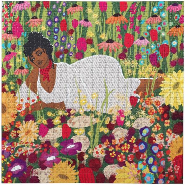Puzzle de 1000 piezas: Mujer en flores - Eeboo-PZTWFL