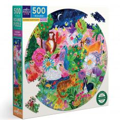 500 piece round puzzle : Garden Sanctuary