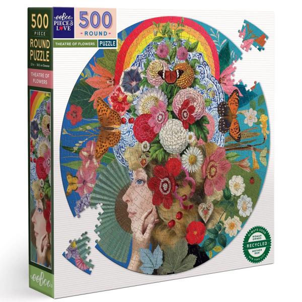 500 piece round puzzle : Theatre Of Flowers - Eeboo-PZFTFL