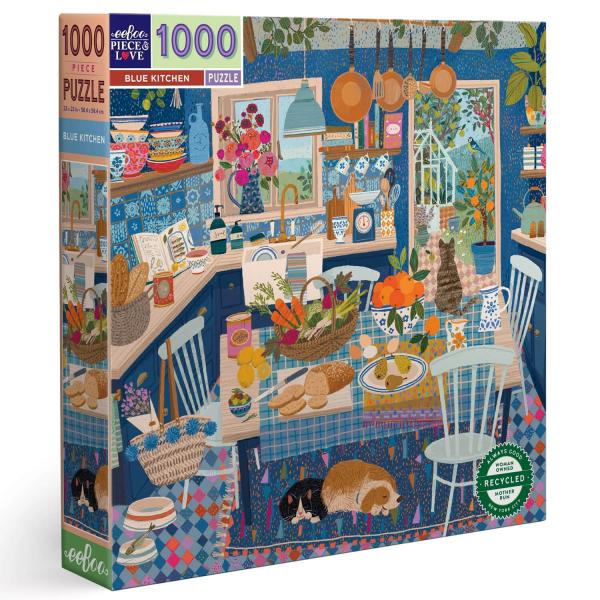 1000-teiliges Puzzle: Blaue Küche - Eeboo-PZTBUK