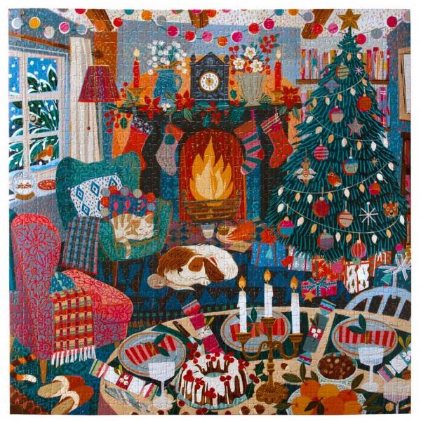 1000 piece puzzle: Christmas in an English Cottage - Eeboo-PZTECC