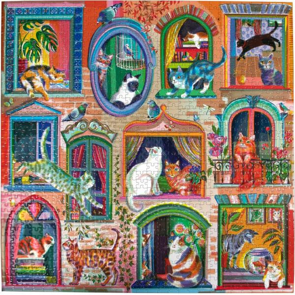 Puzzle 1000 pieces: Cat in window - Eeboo-PZTCIW