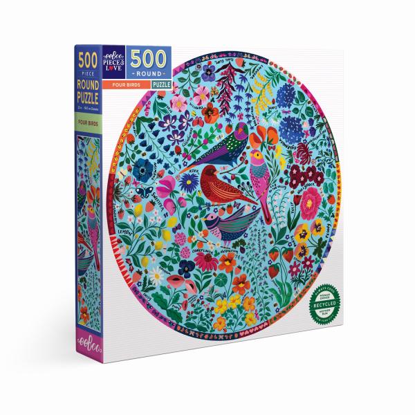 500-teiliges Puzzle: Vier Vögel - Eeboo-PZFBRD