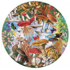 Round Puzzle 500 Pieces: Mushrooms and Butterflies