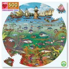 Puzzle rond 500 pièces : Poissons et bateaux