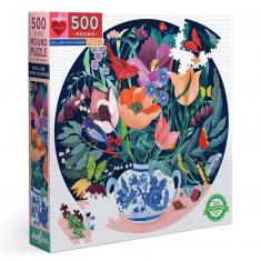 Round Puzzle 500 Pieces: Still life with flowers