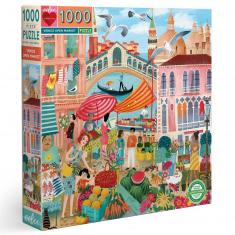 Quadratisches 1000-teiliges Puzzle: Freier Markt in Venedig
