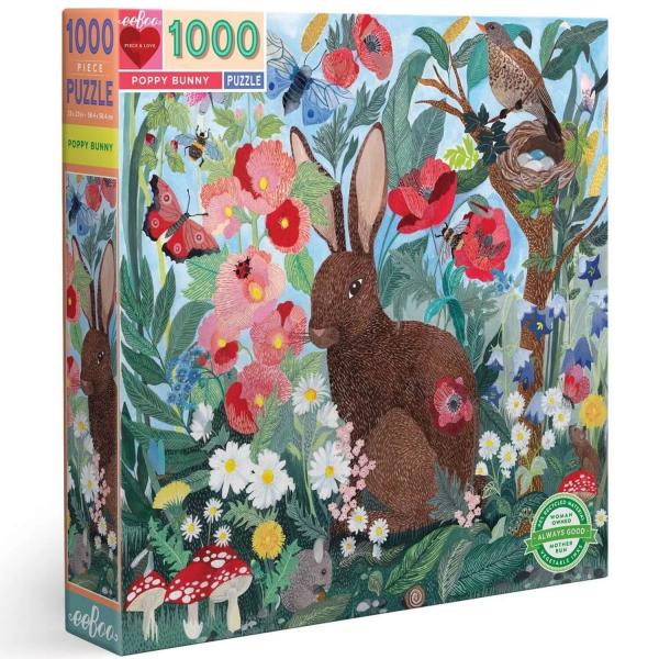 1000 Piece Square Jigsaw Puzzle: Poppy Rabbit - Eeboo-PZTPBY