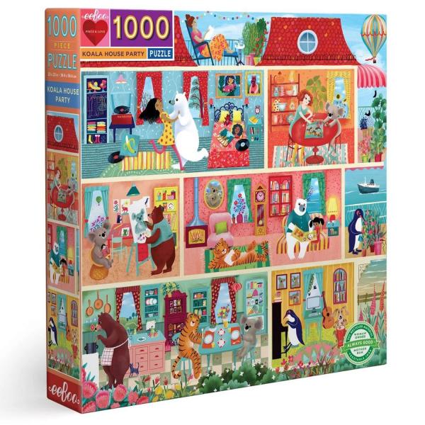 1000 Piece Square Jigsaw Puzzle: Koala House Party - Eeboo-PZTKOP