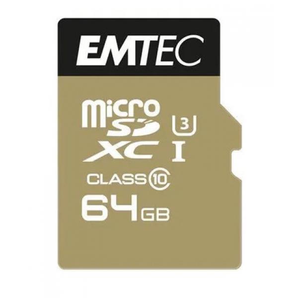 MicroSDXC 64Go EMTEC SpeedIn CL10 95MB/s FullHD 4K UltraHD - Sous blister - 13573