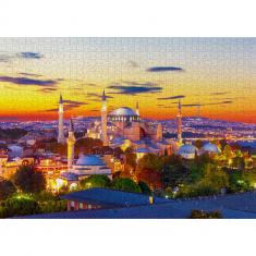 Puzzle 1000 Teile :  Hagia Sophia bei Sonnenuntergang – Istanbul