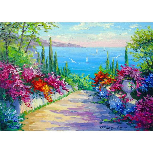 Puzzle 1000 pièces : Sunny Road to the Sea  - Enjoy-1747