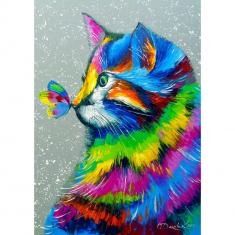 Puzzle 1000 pièces : Bright Cat and Butterfly 