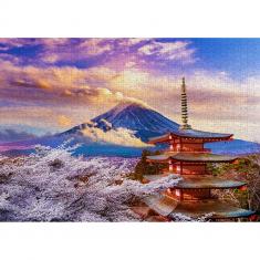 Puzzle 1000 Teile :  Berg Fuji im Frühling – Japan