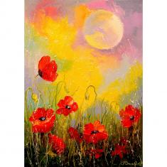 Puzzle 1000 Pièces : Coquelicots au clair de lune