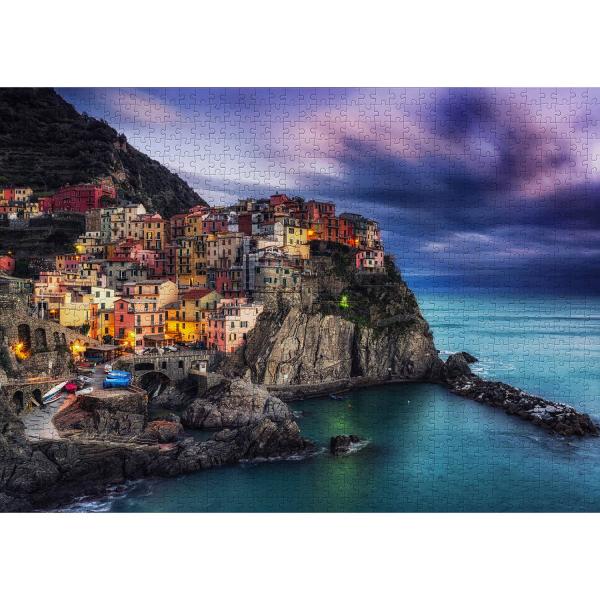 Puzzle 1000 pièces : Manarola au crépuscule, Cinque Terre, Italie    - Enjoy-1077