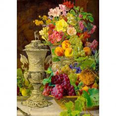 Puzzle 1000 piezas: Ferdinand Georg Waldmuller: Naturaleza muerta con frutas  