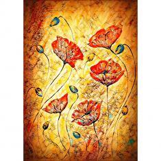 Puzzle 1000 pièces : Peinture Coquelicots Rouges   