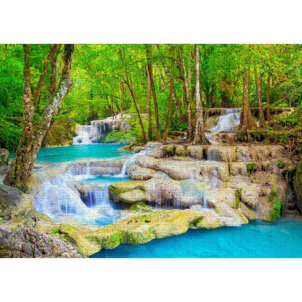 Puzzle 1000 Teile :  Türkisfarbener Wasserfall – Thailand - Enjoy-2067