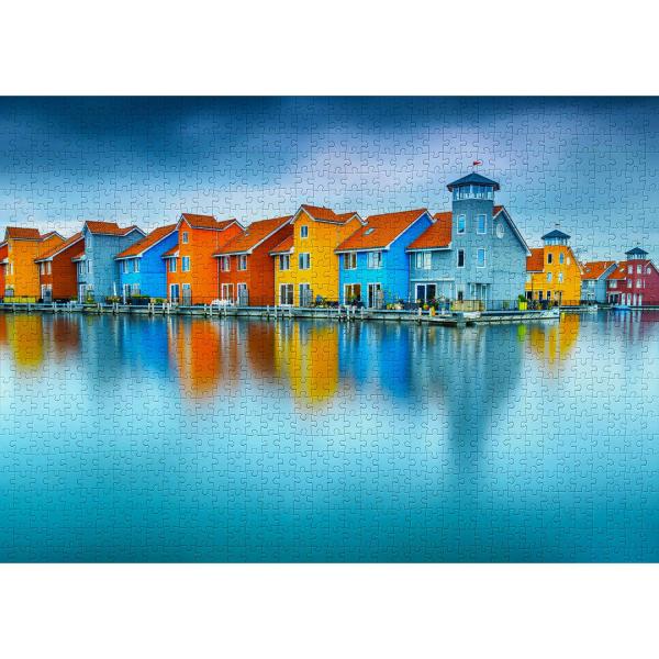 Puzzle 1000 Teile :  Häuser auf dem Wasser – Groningen – Niederlande - Enjoy-2078