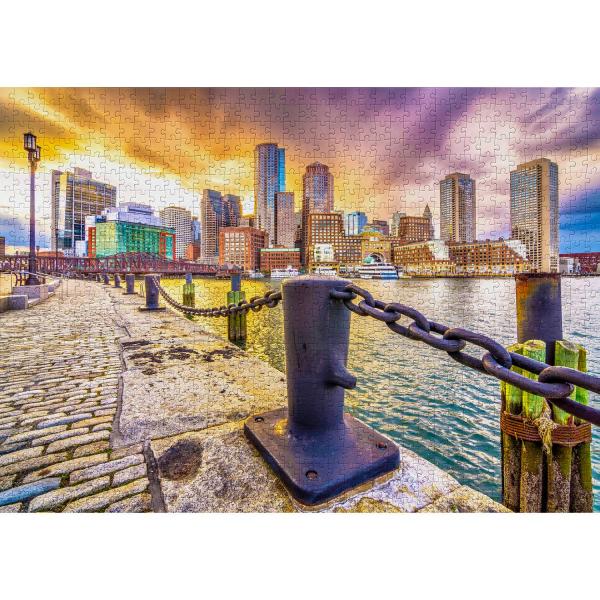 Puzzle 1000 Teile :  Bostoner Hafen in der Abenddämmerung – USA - Enjoy-2079