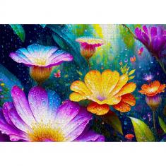 Puzzle 1000 Teile :  Blumen im Regen