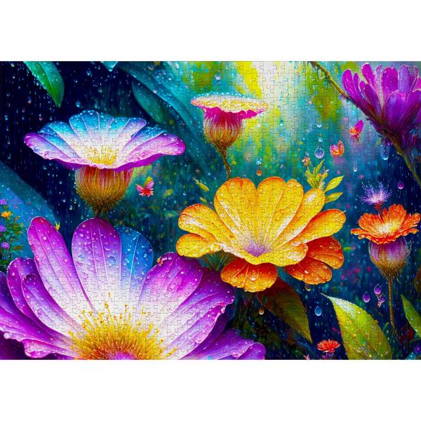 Puzzle 1000 Teile :  Blumen im Regen - Enjoy-2130