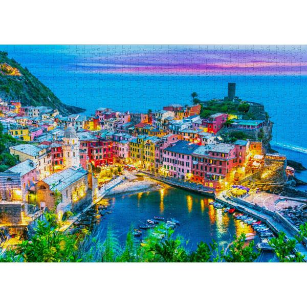 Puzzle 1000 Teile: Vernazza in der Abenddämmerung, Cinque Terre, Italien    - Enjoy-2080
