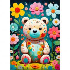 Puzzle de 1000 Piezas : Oso dePeluche de flores