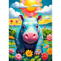 Puzzle 1000 Pièces : Hippopotame ensoleillé