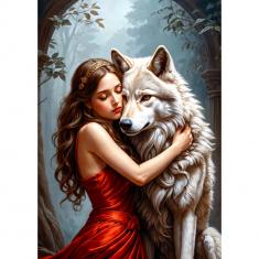 Puzzle 1000 Teile :  Die Dame und der Wolf