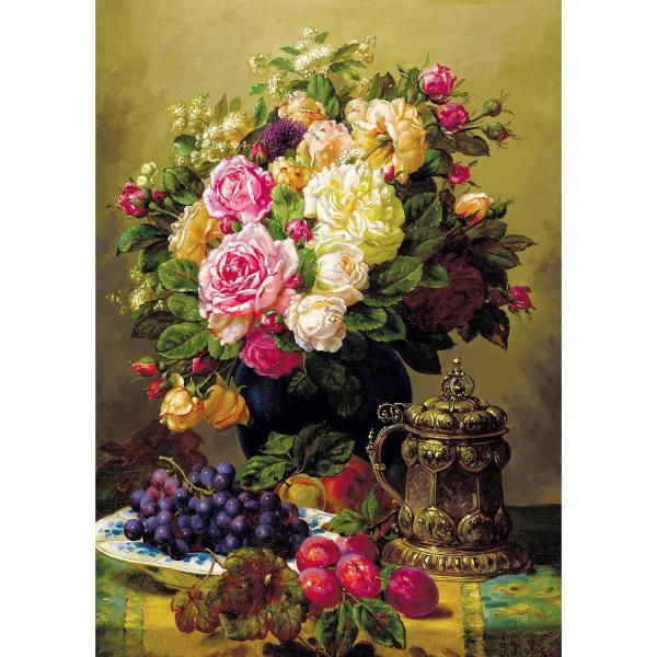 Puzzle 1000 Pièces : Jean -Baptiste Robie - Nature morte aux roses - Enjoy-1107