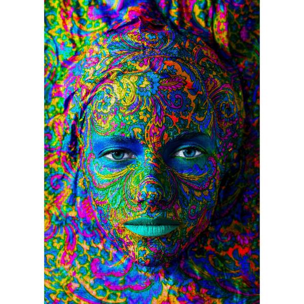 Puzzle 1000 Pièces : Femme avec maquillage artistique en couleur - Enjoy-1224
