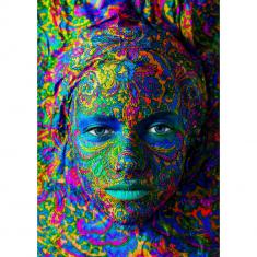 Puzzle de 1000 Piezas : Mujer con maquillaje artístico en color.